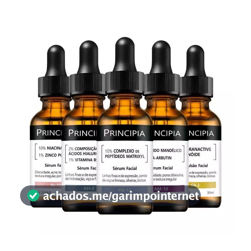 Principia Sérums Niacinamida + Hialurônico + Peptídeos + Mandélico + Retinóide
