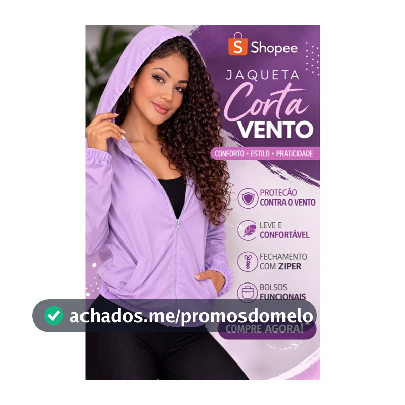 Jaqueta Feminina Leve Corta Vento com Capuz e Bolso