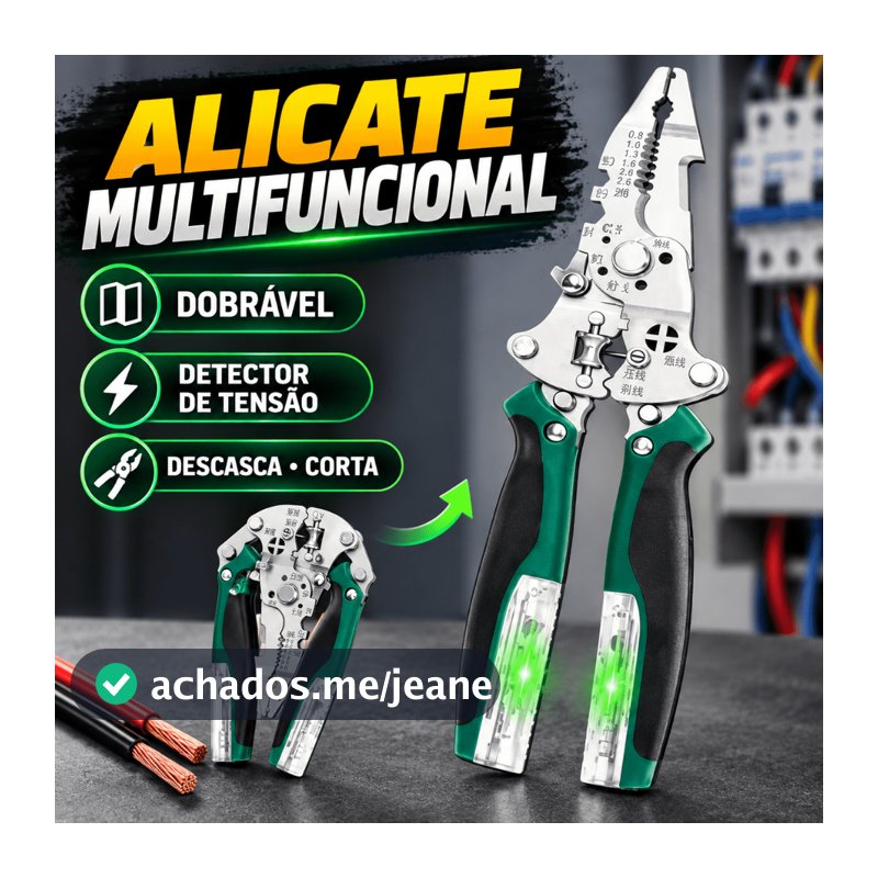 Descascador De Fio Dobráveis Com Detector De Tensão , Alicate Multifuncional Para Descascar Fios Cortar E Puxa