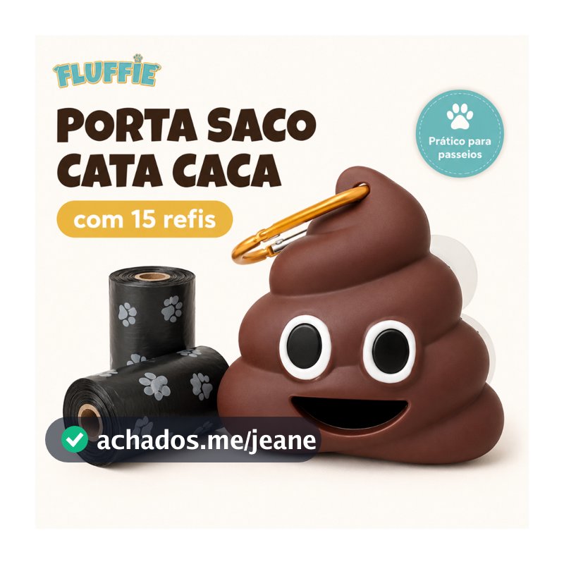 Porta Saco Cata Caca para Cachorro com Refil 15 Saquinhos para Passeio