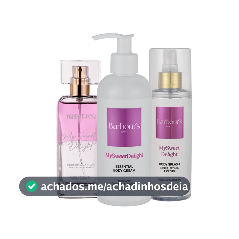 Kit Body Splash Hidratante Corporal Perfume Capilar My Sweet Delight Barbour's Beauty