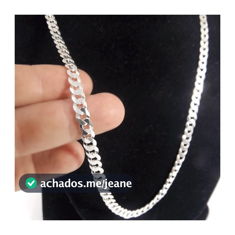 Corrente Masculina Prata Grumet 6mm 70cm mista gravação 925