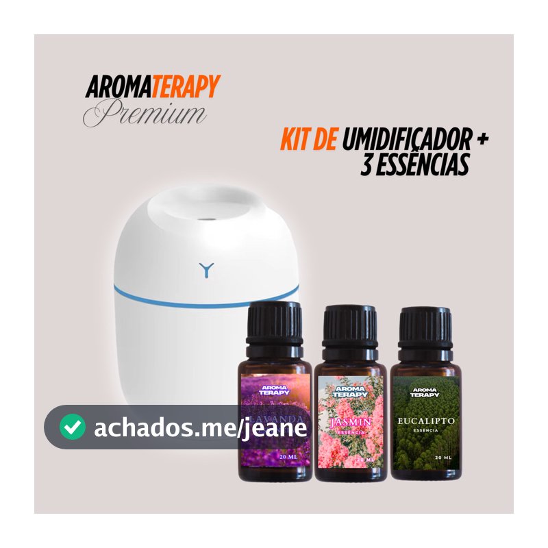 Kit Umidificador Aromatizador com 3 Essências Hidrossolúvel | Difusor Modelo Egg 200ml | Essências Aromatizantes 20ml