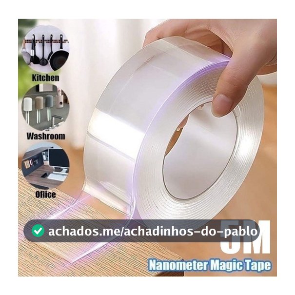 Fita Dupla Face Extra Forte Transparente NanoGel Silicone Mágica Adesiva Cola na Parede Móvel Porta