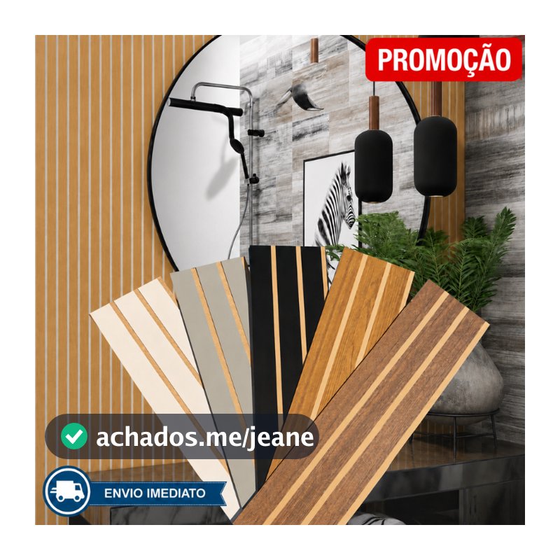 Kit Até 50 Ripado de Parede Autocolante 45x11cm Placa Adesiva Decorativa  Sala Quarto Escritório