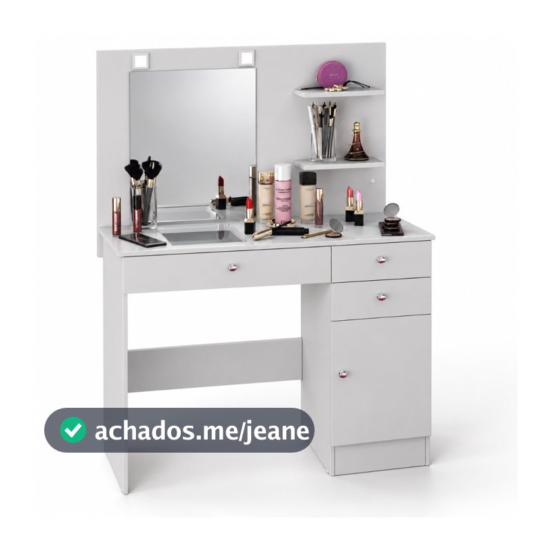 Penteadeira Camarim Star MDF Com Espelho 2 Prateleiras 4 Gavetas Maquiagem Quarto Organizador 90cm - AV