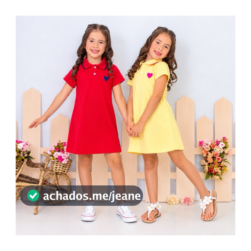 Kit 2 e 3 Vestidos Infantil Menina Gola Polo 2 a 8 Anos Algodão Piquet
