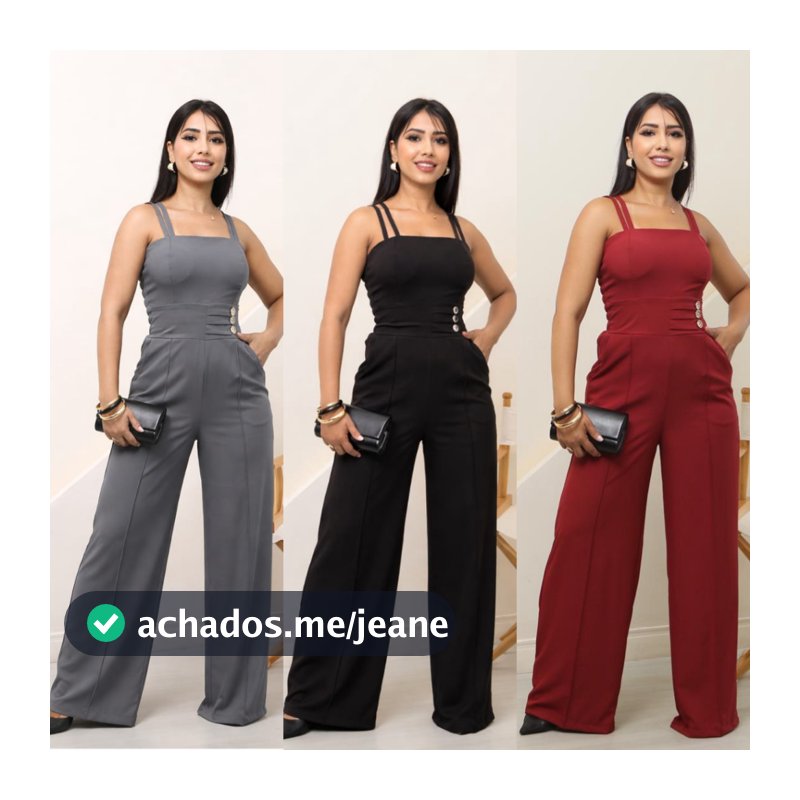 Macacão longo Feminino com Botões e Bolso Pantalona Moda Cansual Chic festa M G