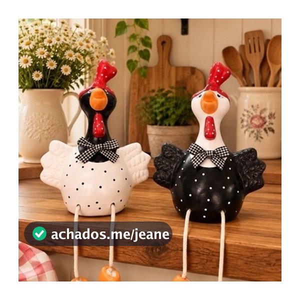 Galinhas Decorativas com Perninhas – Decoração Farmhouse