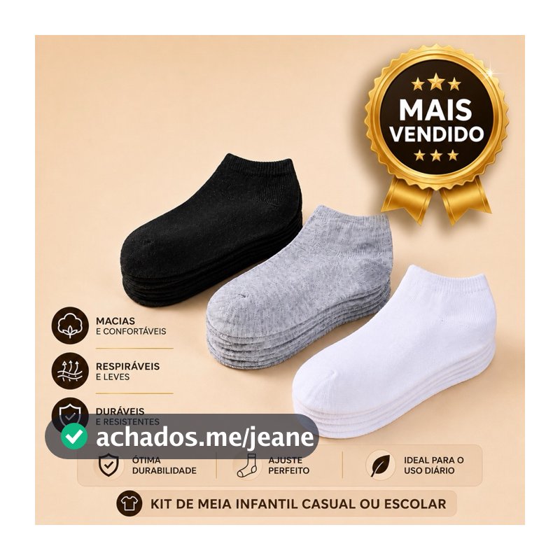 Kit De 3 Até 12 Pares De Meias INFANTIL Algodão
