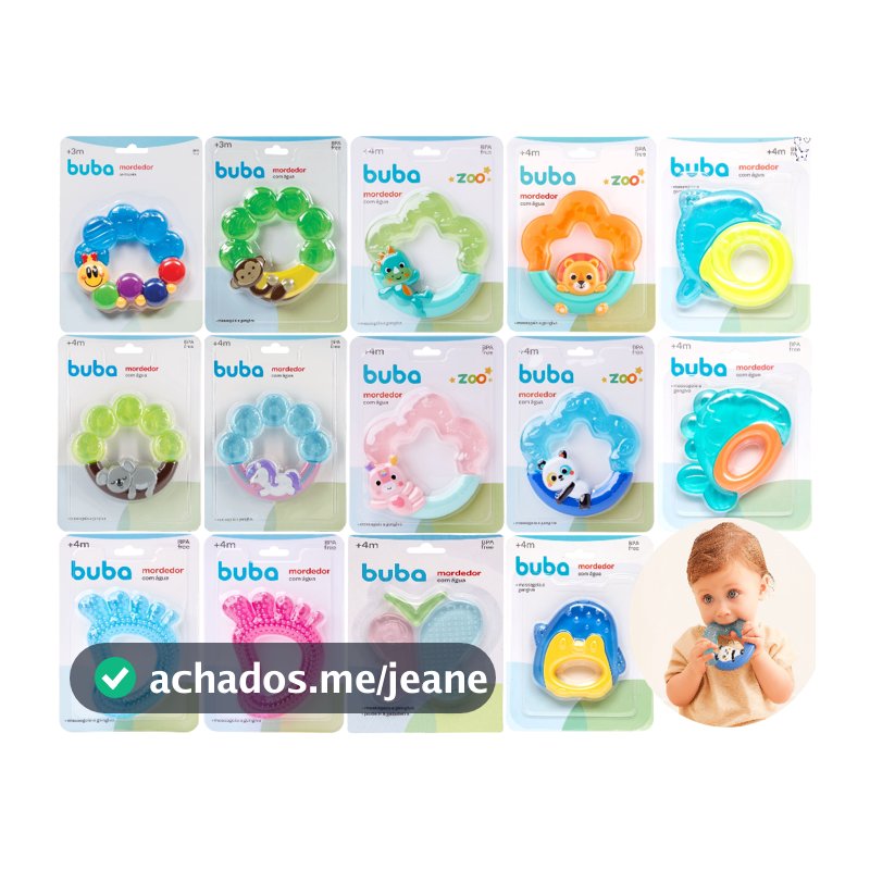 Mordedor de Água Gelado Buba Bebê Dentição Alívio Gengiva, Macio, Seguro e BPA Free