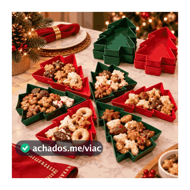 Kit 6 Tigelas Árvore de Natal 6 Peças Empilháveis Para Doces Petiscos Mesa Posta Ceia e Decoração Natalina