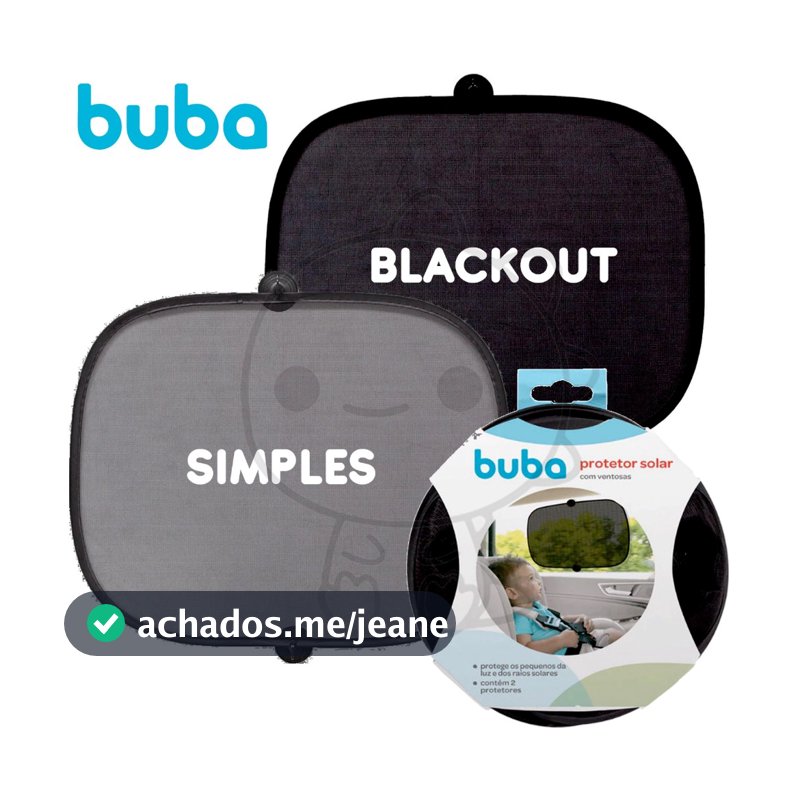 Kit Com 2 Protetor Solar blackout buba Carro Infantil Para Carro Buba Com Ventosa Protege Sol