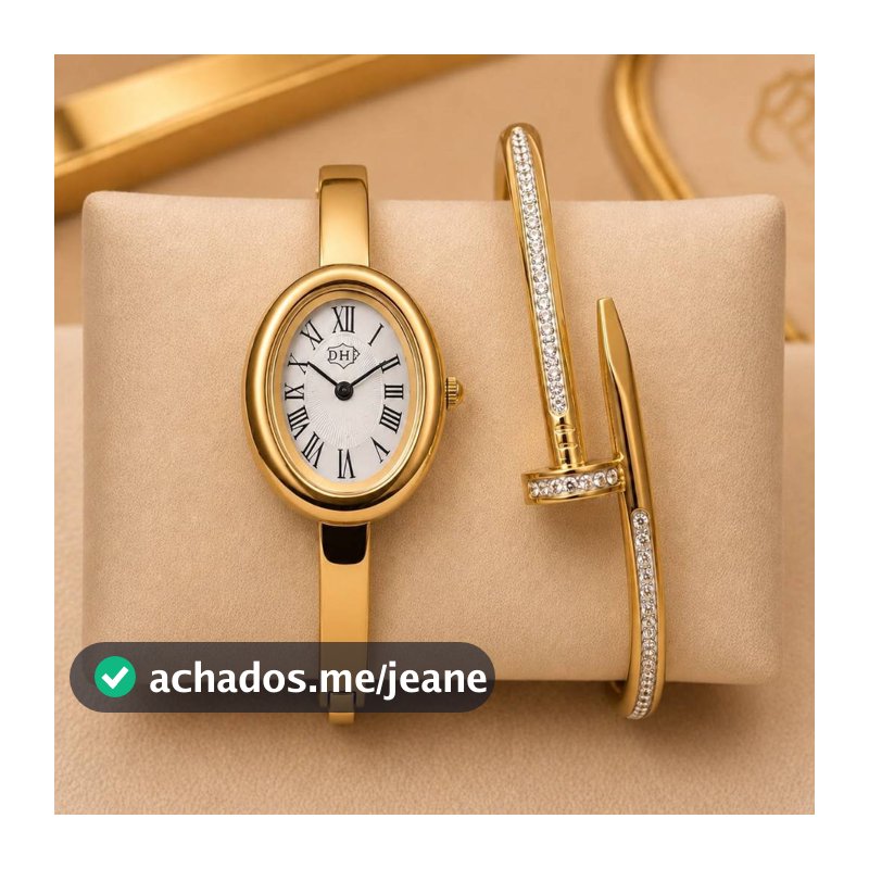 Relógio Feminino Bracelete Oval Aço Inoxidável Com Bracelete ou Pulseira Luxo Elegante A Prova D'água