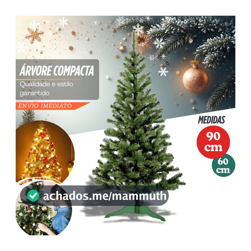 Árvore De Natal Pinheiro Premium Verde Altura 60cm/90 Galhos Decoração Natalina Pinheiro Premium