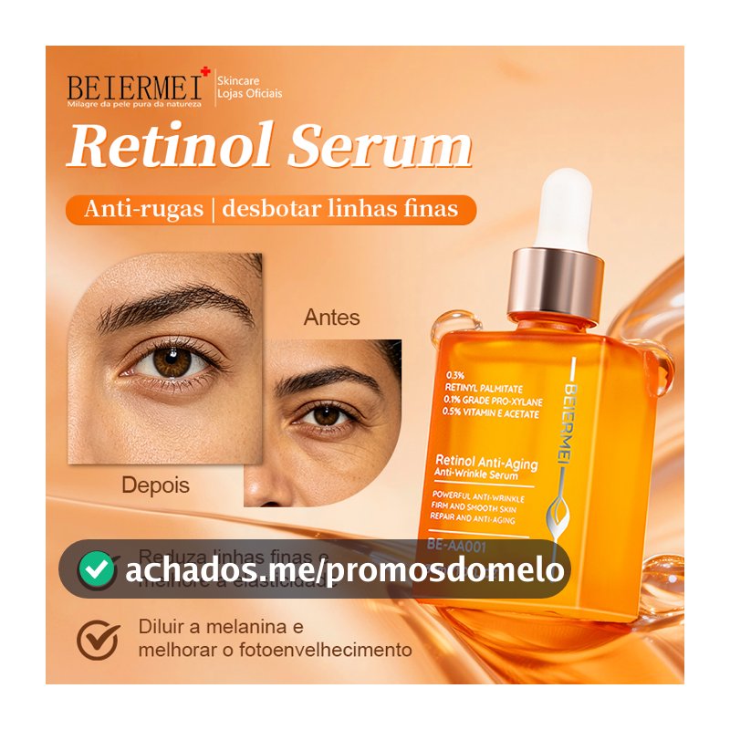 BEIERMEI Sérum Antienvelhecimento e Antirrugas com Retinol 30ml / 1.0 FL.OZ Antirrugas intenso Aperta e suaviza a pele