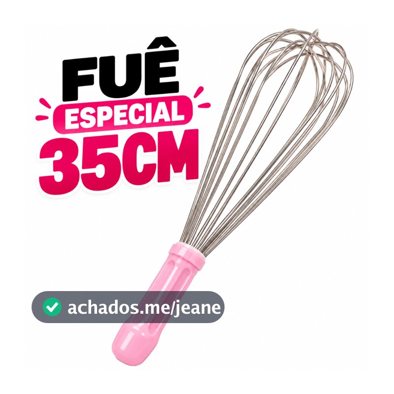 Batedor Fuê 35cm Tipo Pêra Inox Profissional Super Resistente Branco ou Rosa Cozinha Confeitaria