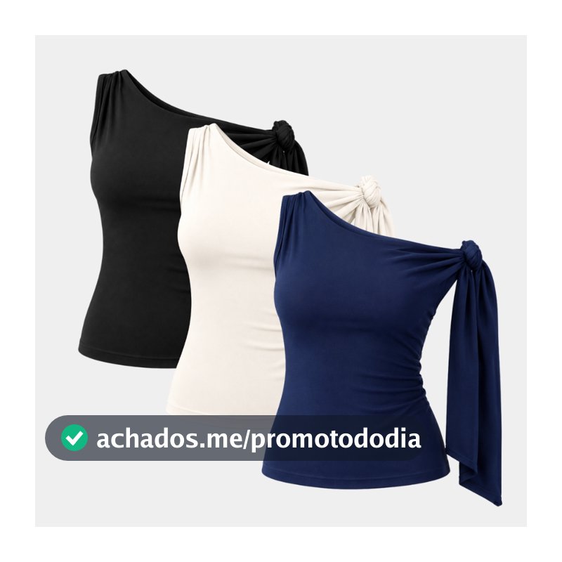 Blusa Feminina Assimétrica de amarração no ombro dia a dia básica suplex premium de alta compressão ideal para o verão