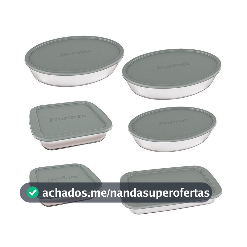 Conjunto Assadeira Marinex 1576 com Tampa Cinza 6 Peças