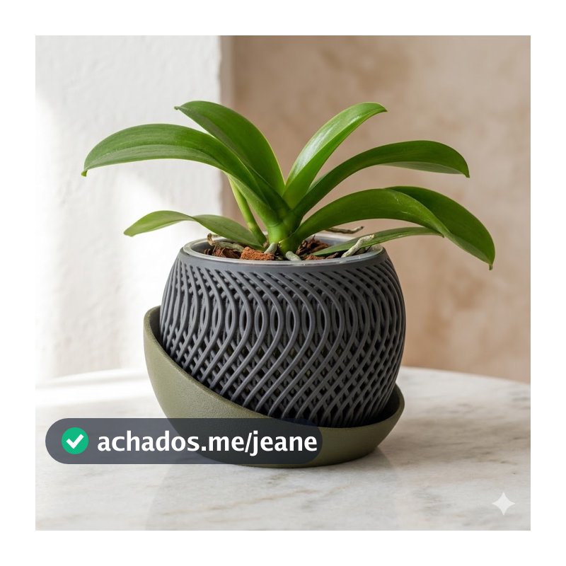Vaso para Orquídea Ventilado c/ Prato Decorativo Orgânico Várias Cores Planta Suculenta Cacto Tulipa