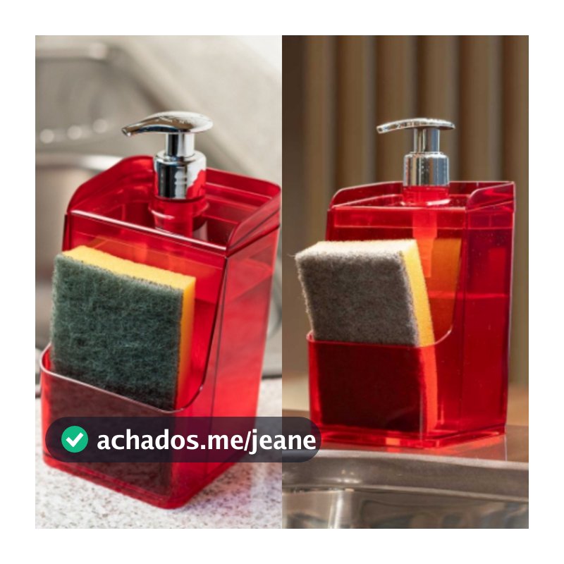 Dispenser De Pia Porta Detergente Esponja Slim Translucido 500ml Cozinha Premium Luxo UZ400 - Cores