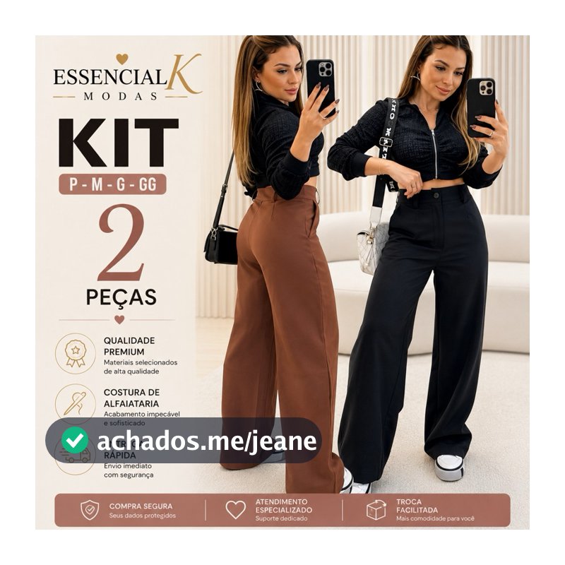 Kit 2 Calça Alfaiataria PREMIUM Cintura Alta Com Bolso PROMOÇÃO