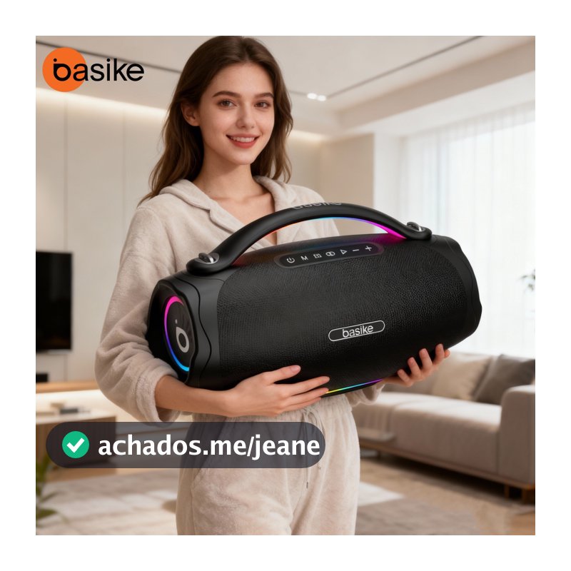 Basike caixa de som bluetooth grande 100W Boombox Plus 10H Portátil Subwoofer Com RGB IPX6 à prova d'água 360° Estéreo