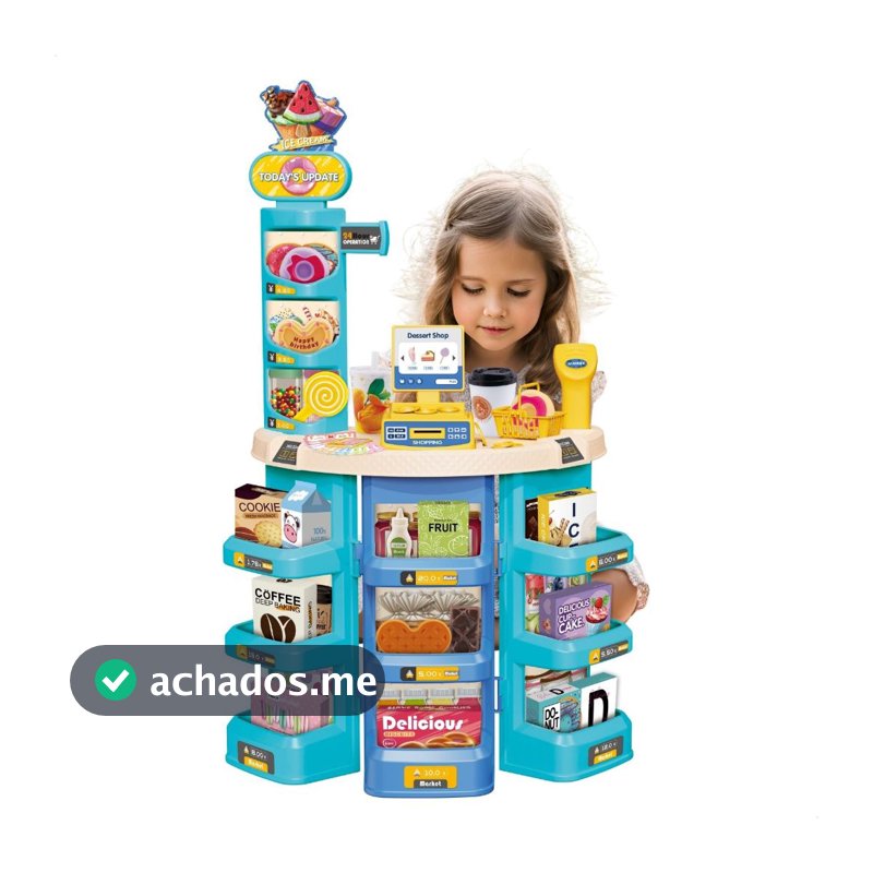 Mercadinho Confeitaria Infantil Doceria Brinquedo Faz de Conta 62 Peças