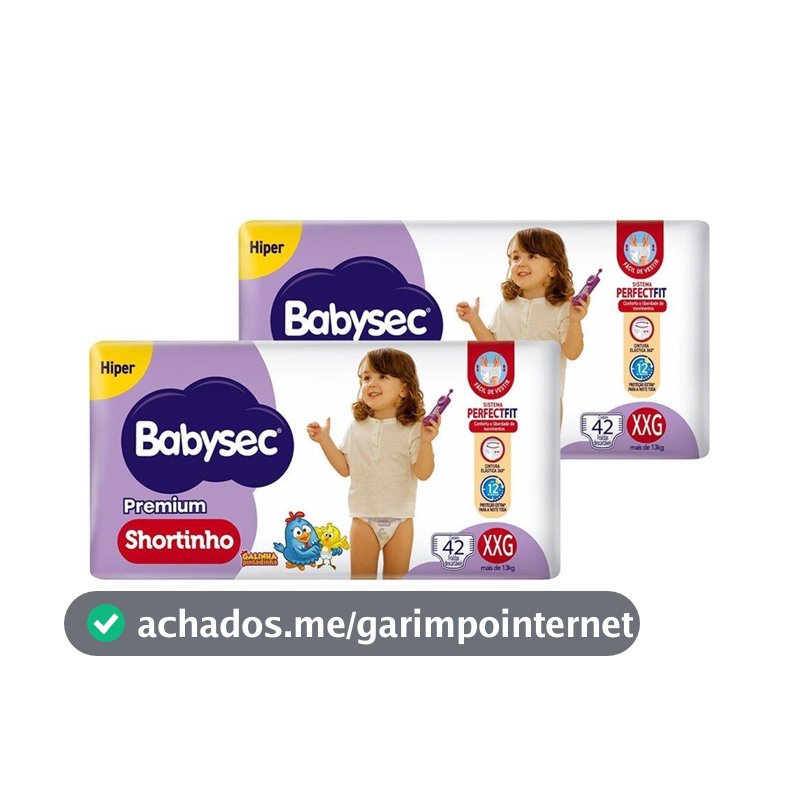 Fralda Descartável Babysec Shortinho Hiper Extra Extra Grande - 2 Pacotes com 42 Fraldas - Total 84 Tiras