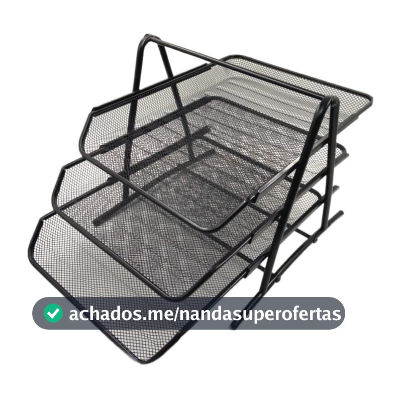 Organizador De Documentos De Mesa Escritório Metal 3 Andares Papel A4