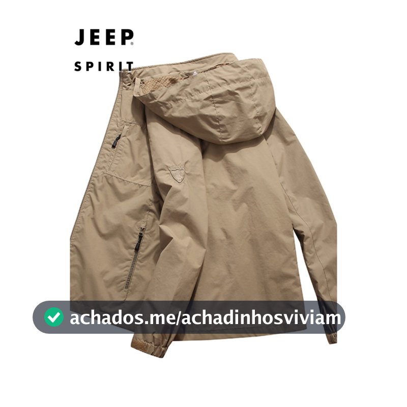 JEEP SPIRIT Jaqueta Masculina Primavera Outono Jaqueta Fina Solta Tamanho Grande Casual Workwear Multi-Bag Top Jaqueta d