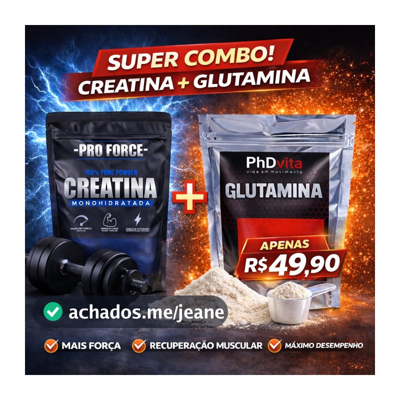 Combo Creatina Monohidratada Pro Force + Glutamina 1kg Cada