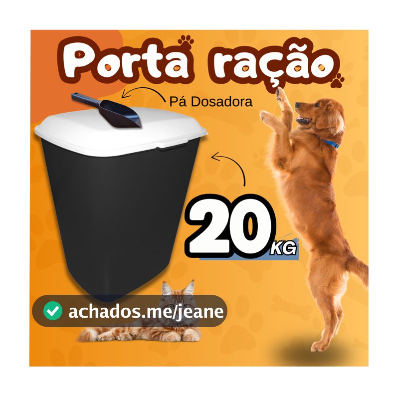 Porta ração 20 kg com Pá Dosadora pote de ração pet para cachorro gato