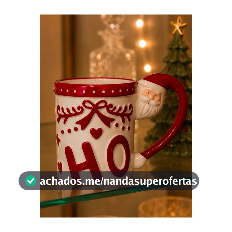 Caneca Natal De Porcelana 350ML Xícara Natalina Papai Noel