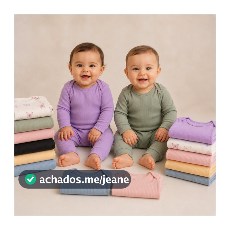 KIT 4 PEÇAS Conjunto Infantil Pagão Canelado Body E Calça - Roupa para Bebê Até 2 Conjuntos