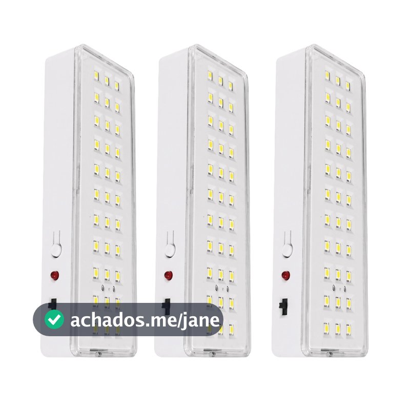 Kit 3 Luminaria de emergencia 30 leds 2W Branco Frio