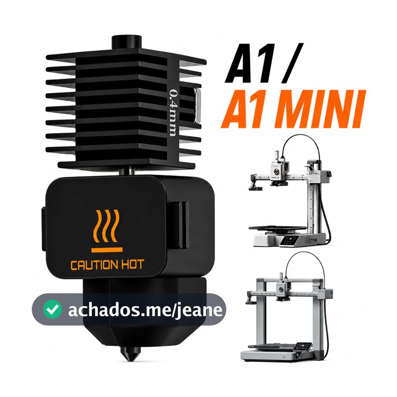 Hotend Bambu Lab A1 A1 Mini Bico 0.2 0.4 0.6 0.8mm Aço Endurecido Removível Com Silicone