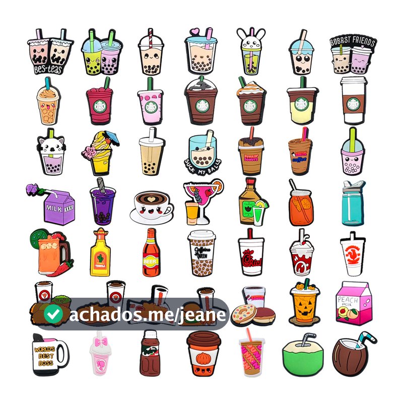 Charme de Sapato Acessórios de Sapatos Chá de Leite Café Fivela de Decoração de PVC Amuletos de Sapato
