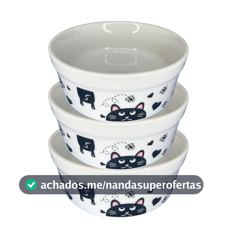 Kit Comedouro Bebedouro 3 Peças Pet Felino 300Ml Gato Borboleta Exclusivo