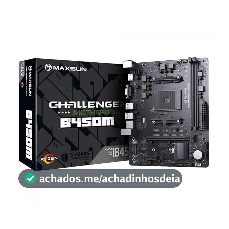 Placa Mãe MAXSUN B450M MS-Challenger, Chipset B450, AMD AM4, mATX, DDR4, Preta