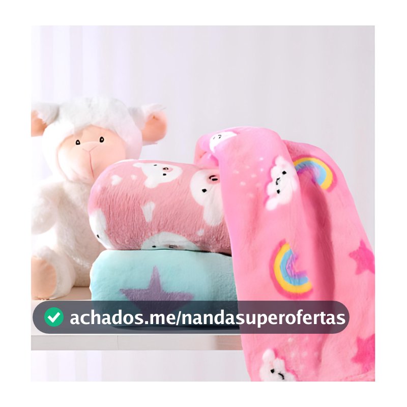 Manta Cobertor De Bebê Estampada 1,00 x 0,80m Menina e Menino Cobertinha De Berço