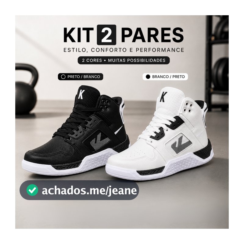 Tênis Bota Botinha Masculina Cano Alto Academia Fitness Treino Caminhada Leve Kit 2 Pares