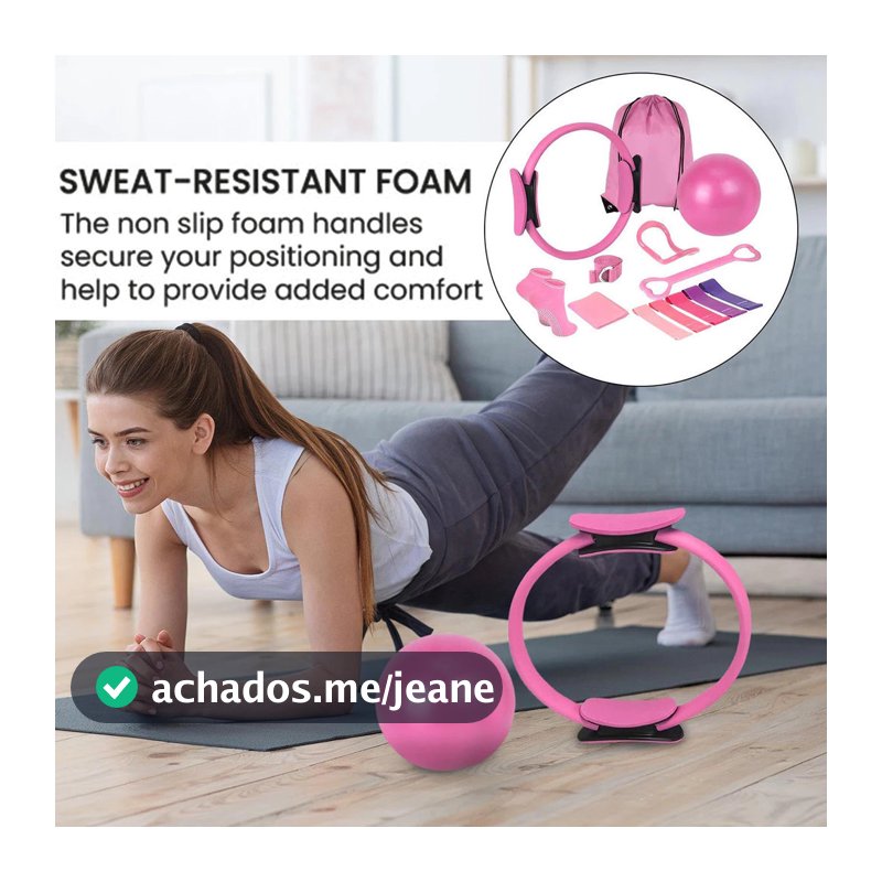 Kit Pilates Yoga 5 a 13 itens treino Funcional Faixa Elástica Anel Pilates Acessórios para Alongamento