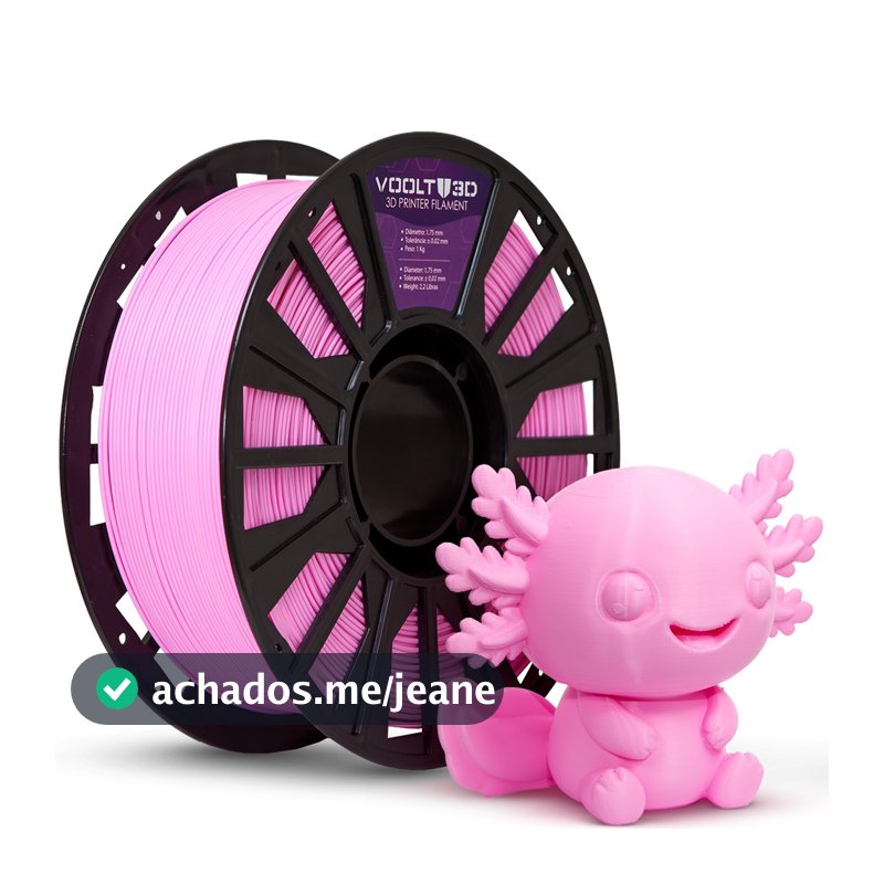 Filamento PLA Rosa Sólido Premium 1Kg 1,75mm Para Impressora 3D FDM - Voolt3D