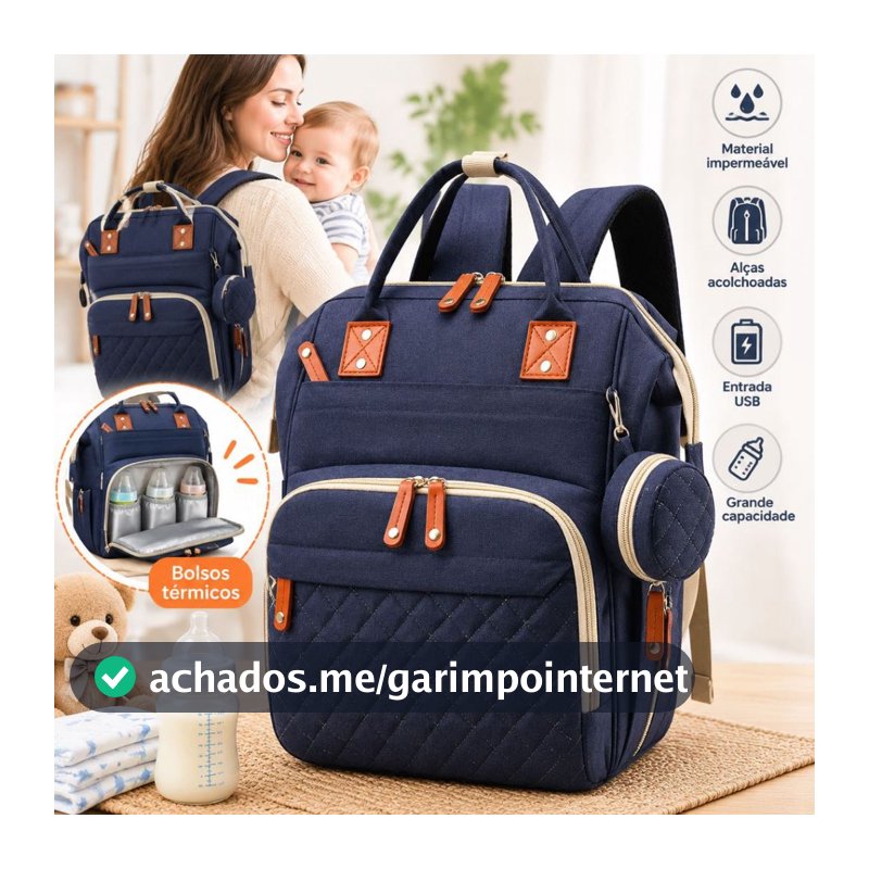 Mochila Bolsa Maternidade Original Impermeável Porta mamadeira Fralda Menina Menino Alta qualidade