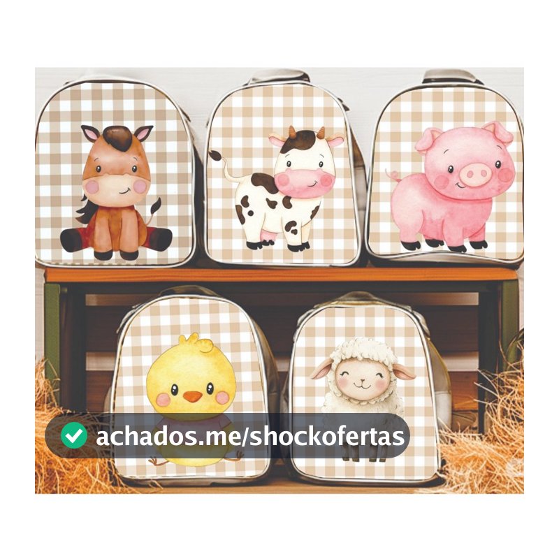 Mochila Fazendinha Infantil Aniversário Lembrancinha Decoração SEM PERSONALIZAR