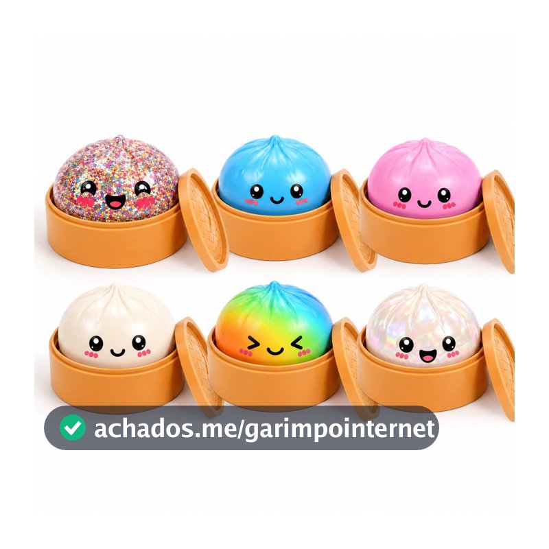 Dumpling Squishy Bolinho Baozi Brilhante Glitter Surpresa Pãozinho Macio Orbeez