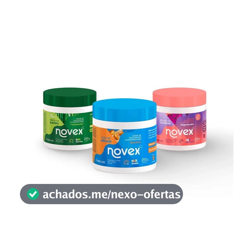 Kit Cronograma Capilar Novex Mini - Bambu + Argan + Colágeno 210G