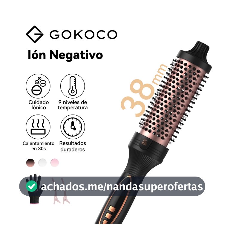 GOKOCO Modelador De Cabelo Portáti íons Negativos 9 Níveis De Temperatura Aquecimento Rápido 30s Para Cabelos Cacheado