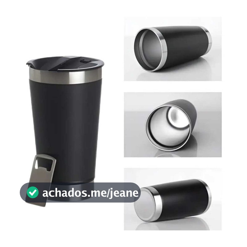 Copo Térmico Inox 473ml com Tampa e Abridor Personalizavel